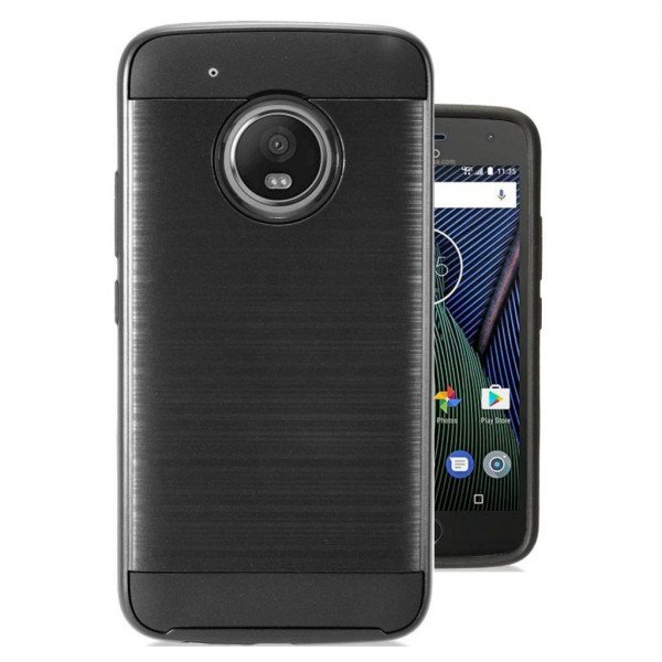 Wholesale Motorola Moto E4 Armor Hybrid Case (Black)